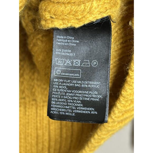 H&M Chunky Knit Turtleneck Wool Blend Sweater Size S Mustard Yellow - Picture 8 of 8